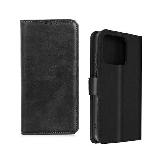 Leather Flip Cover with Internal Pocket for Apple iPhone 15 Pro Max Black